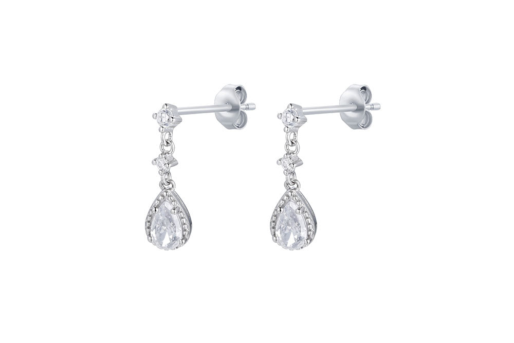 925 sidabriniai auskarai su cirkoniais – Crystal Drop
