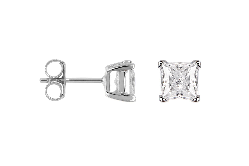 Sidabriniai auskarai – Crystal Square Stud Earrings