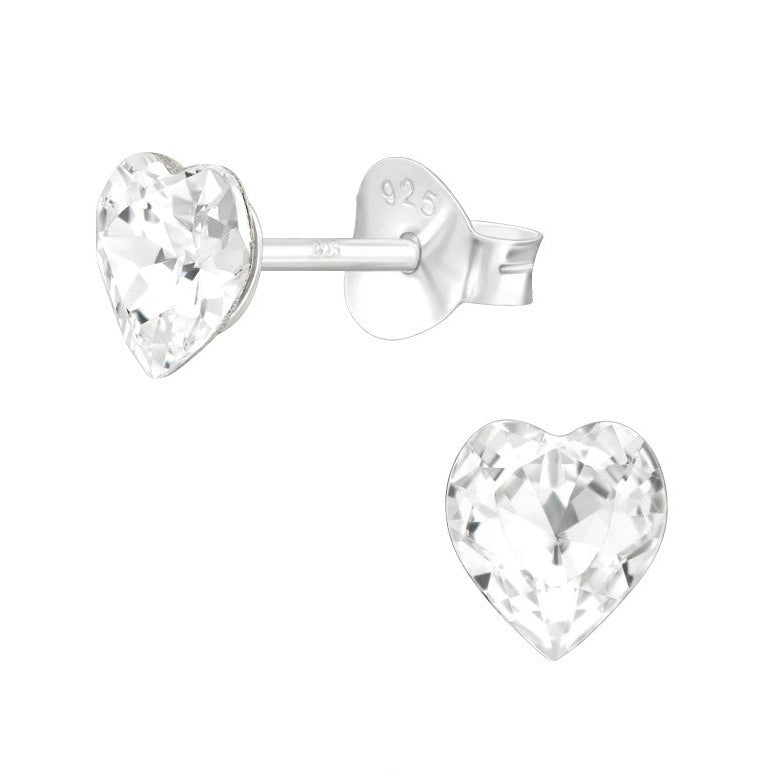 Sidabriniai auskarai su širdelės formos cirkoniu 5 mm - Crystal Heart