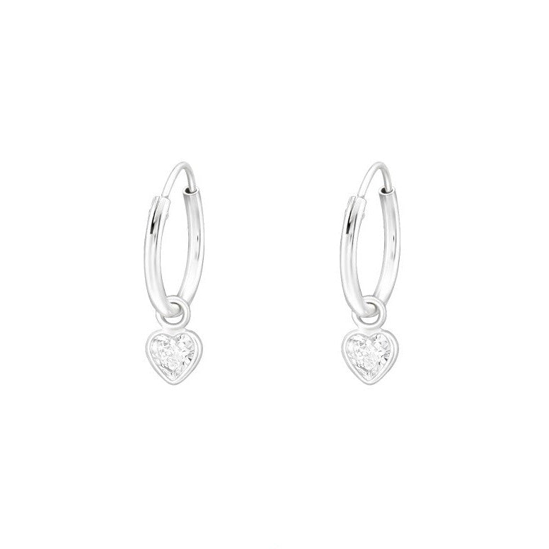 Silver Earrings with a Hanging Heart