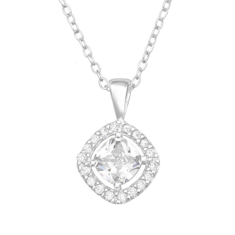 Silver Necklace Pendant with Zirconia - Shiny Zirconia