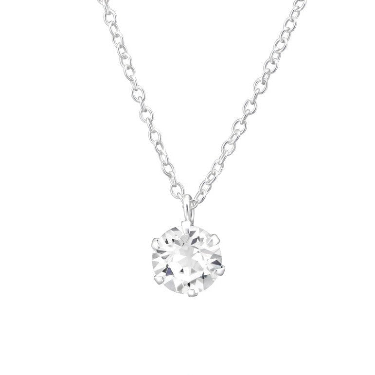 Sterling Silver Pendant with 6mm Zirconia - Classic Round