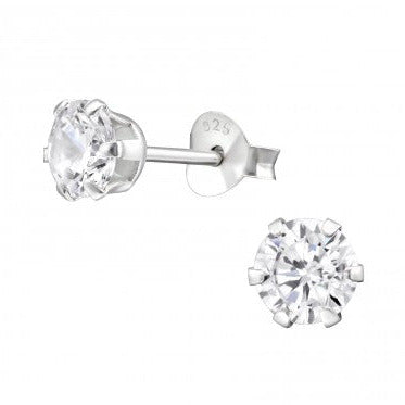 Silver earrings with cubic zirconia 5 mm - Classic Shine