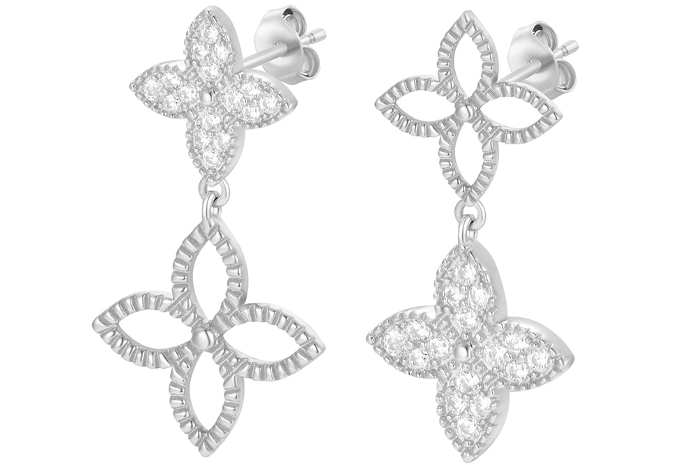 925 sidabriniai auskarai su cirkoniais – Floral Shine
