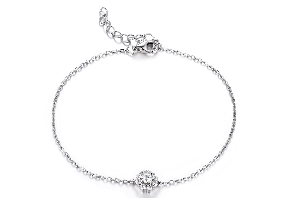 Silver Bracelet – Crystal Flower Bracelet