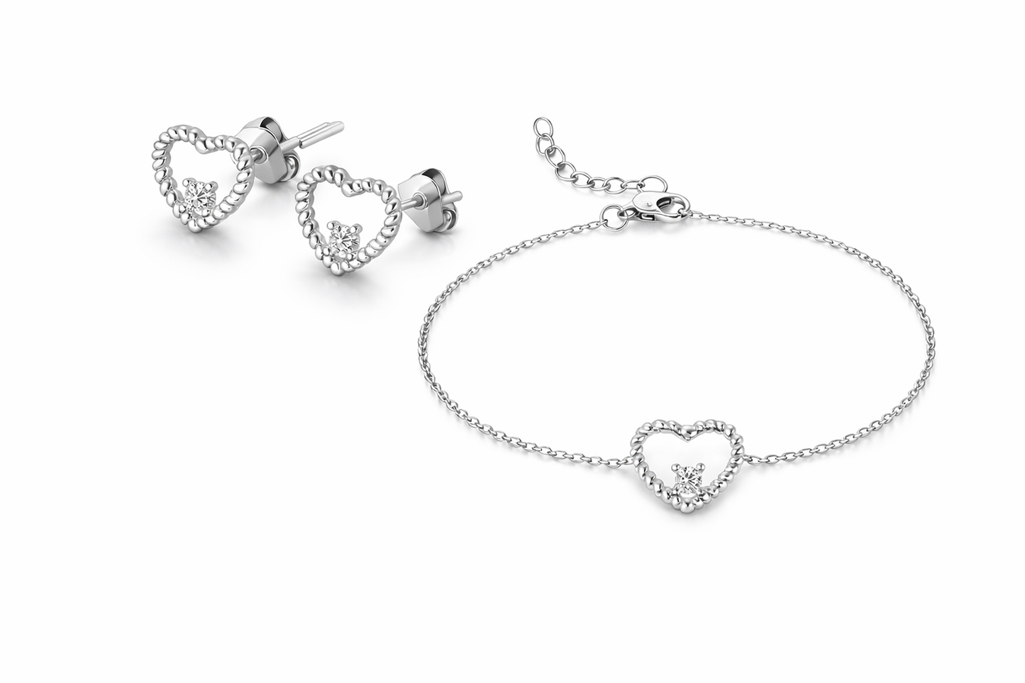 Silver Jewelry Set - Lovely Heart Set