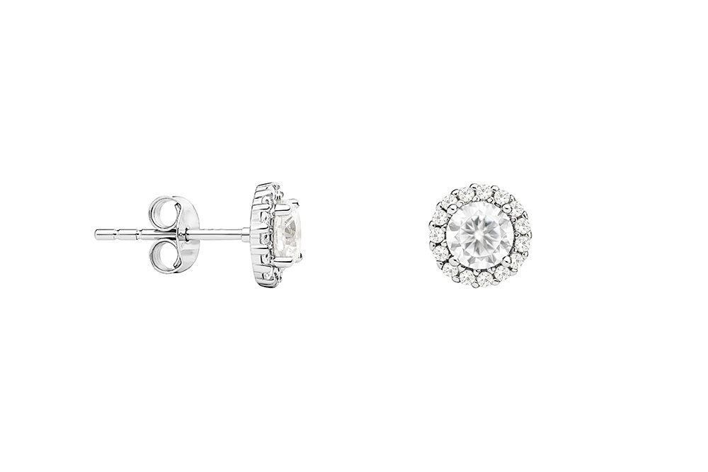 Sidabriniai auskarai – Royal Halo Crystal Studs