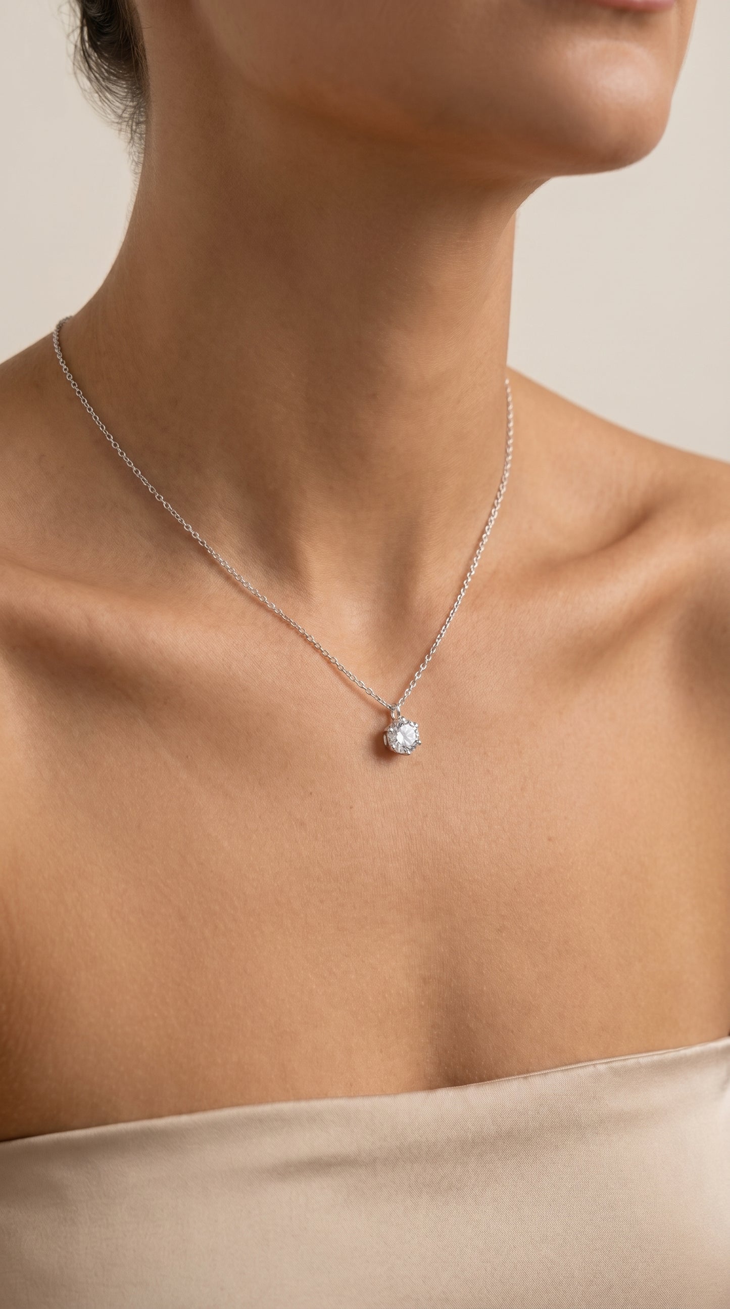 Sterling Silver Pendant with 6mm Zirconia - Classic Round
