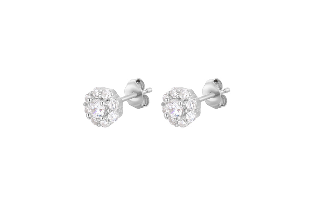 Silver Earrings – Crystal Flower Earrings