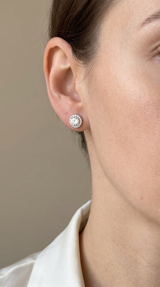 Sidabriniai auskarai – Royal Halo Crystal Studs