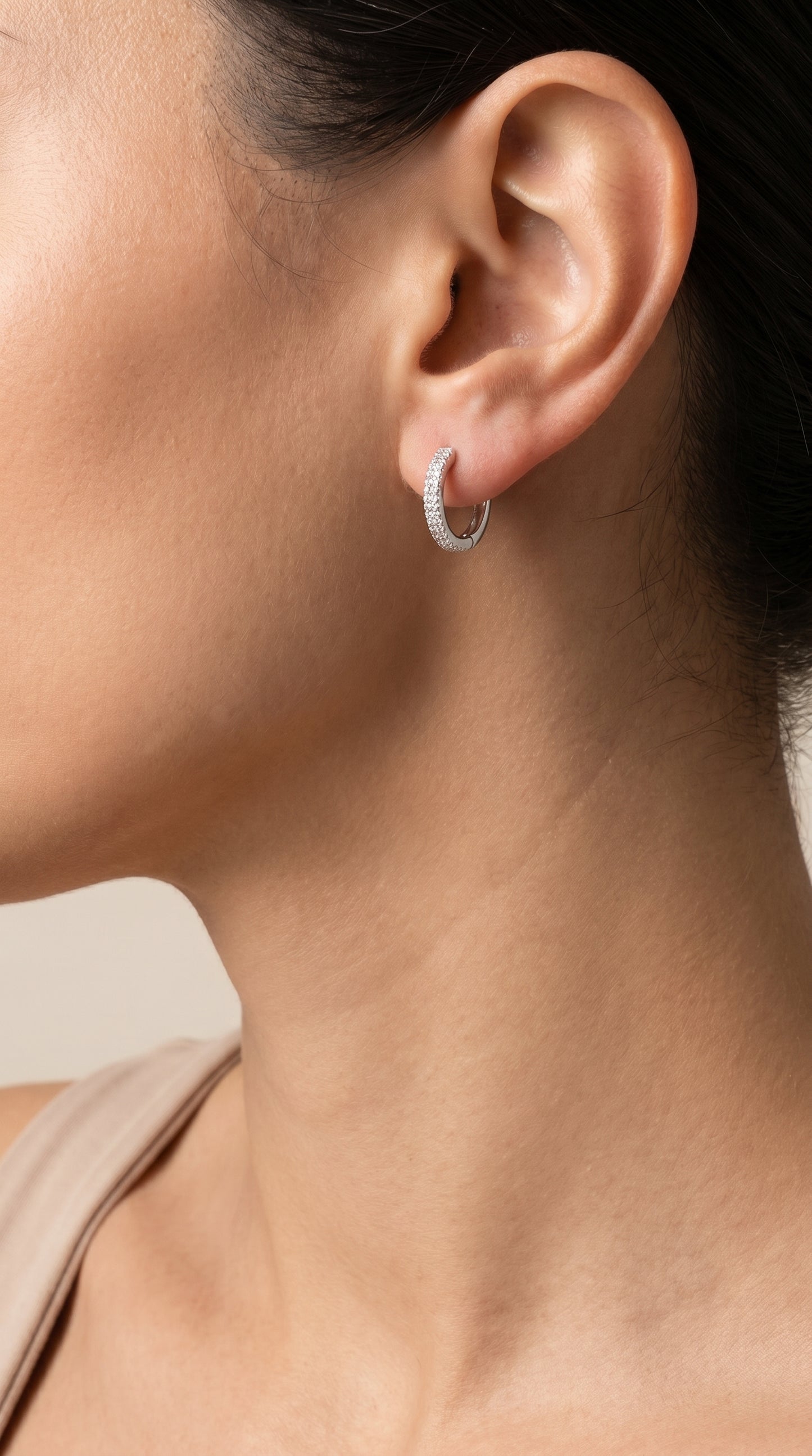 Silver Earrings – Crystal Hoop Earrings
