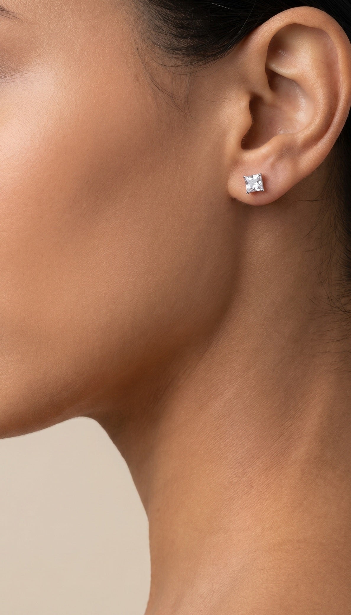 Sidabriniai auskarai – Crystal Square Stud Earrings