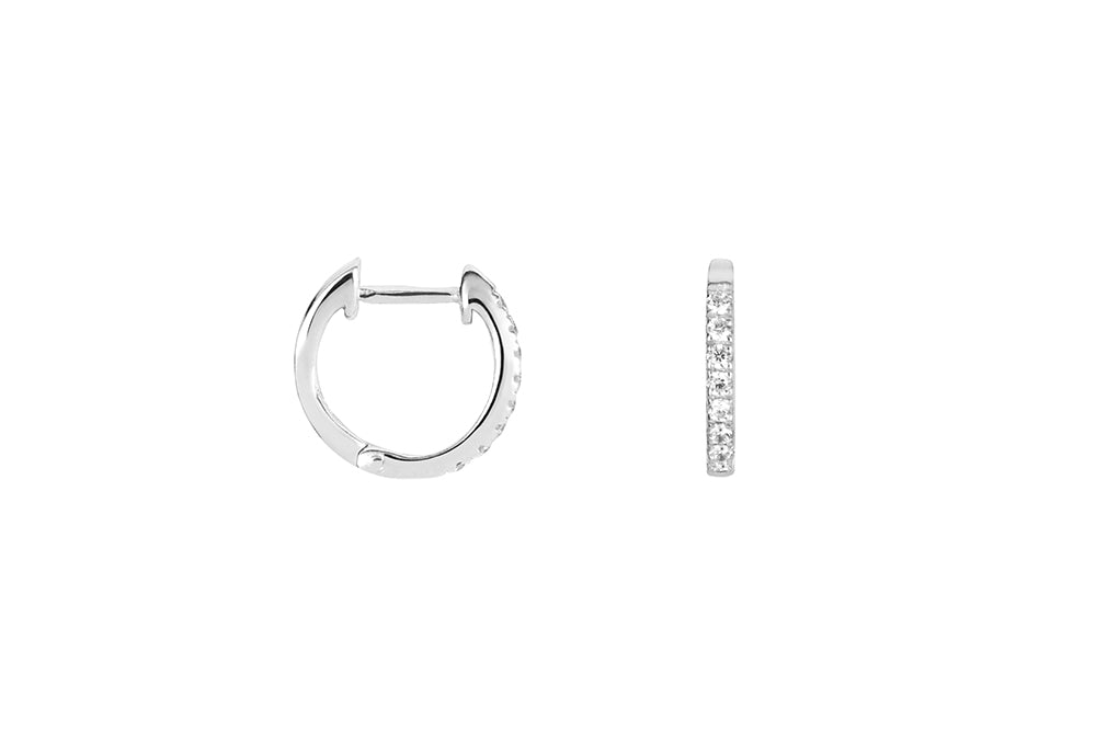 Silver Earrings – Crystal Hoop Earrings 13mm