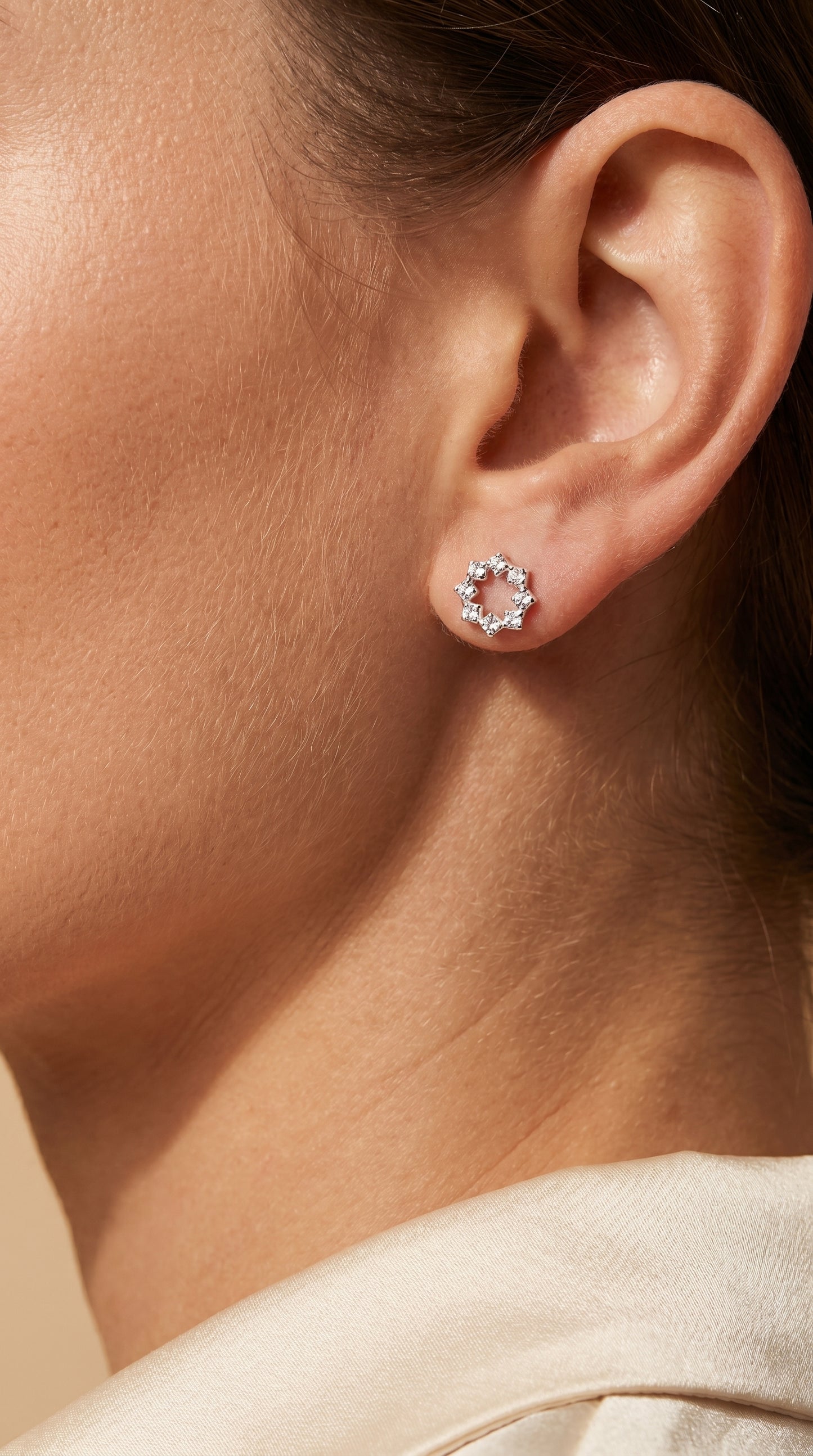 Silver earrings with crystals – Polygon Shine