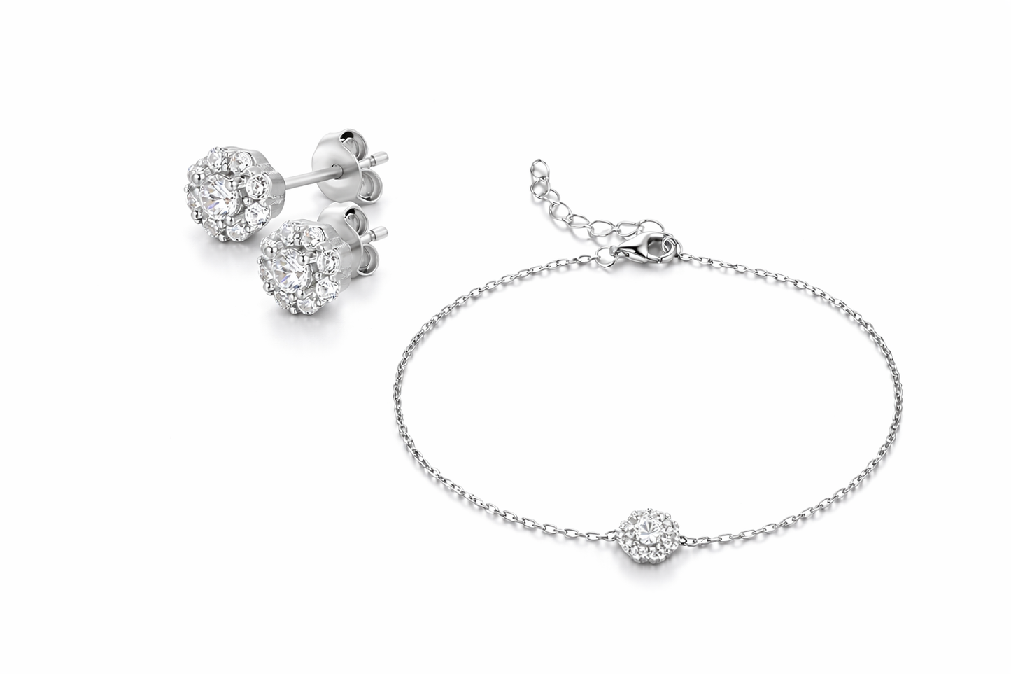 Silver jewelry set – Eternity Flower Set
