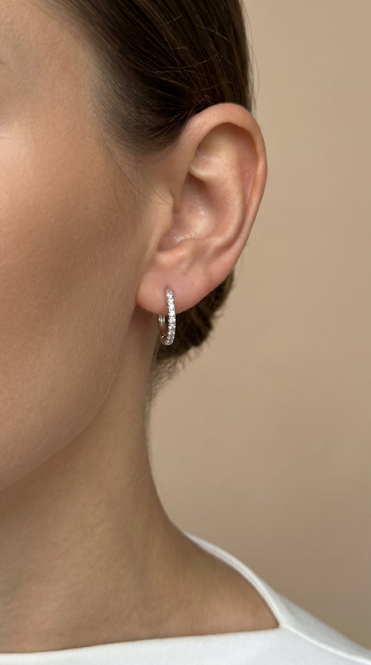 Sidabriniai auskarai – Crystal Hoop Earrings 13mm